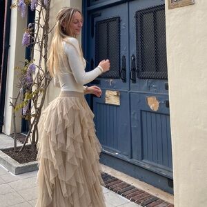 Anthropologie Gold Tulle Cherie Skirt